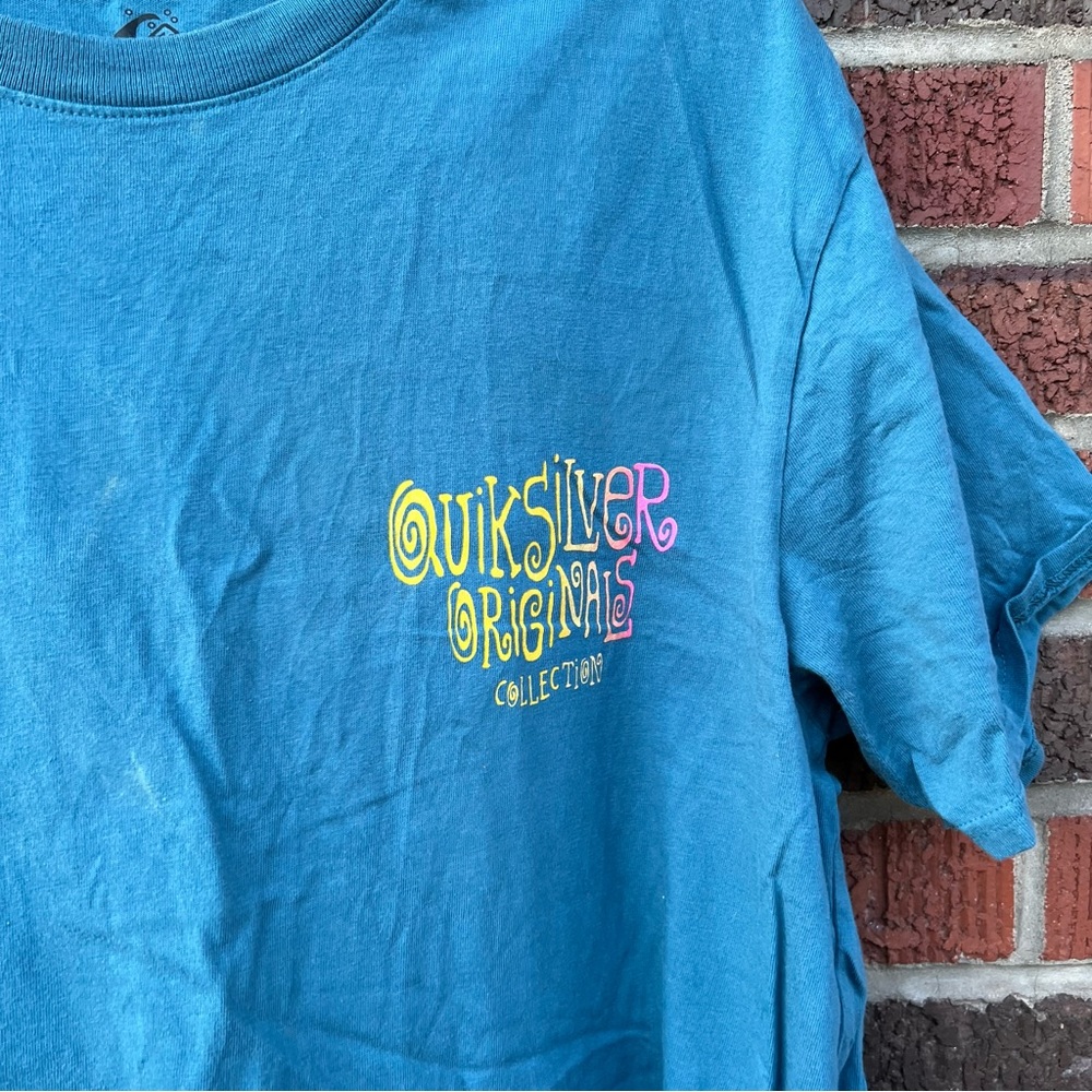 Quiksilver Originals Light Blue Multicolored Short Sleeve Tee Shirt - Picture 4 of 4